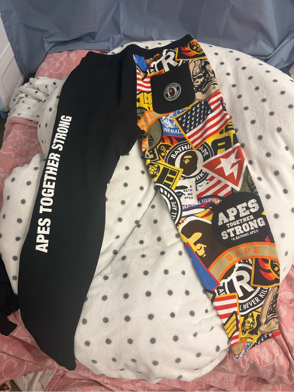 Bape Black & Multicolor Patchwork Apes Together Strong Sweatpants